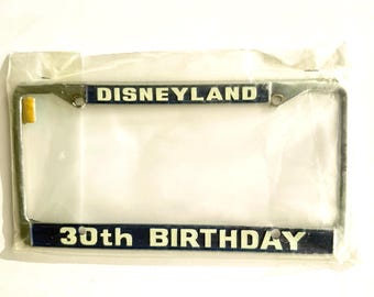 Vintage 1985 Disneyland 30th Birthday Metal License Plate Frame, Rare New /Old Stock, Unopened