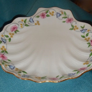 Vintage Limoges Frankreich, LEC Chamart, Jakobsmuschel, Blumenschmuckschale, französisches Porzellan, Goldrand, groß