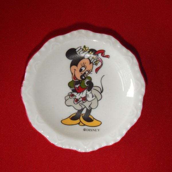 Vintage Disney, 1980's, Minnie Mouse, Miniature Plate/Saucer/ Trinket Dish,  Made in W. Germany,  Reutter Porzellan, Adorable!