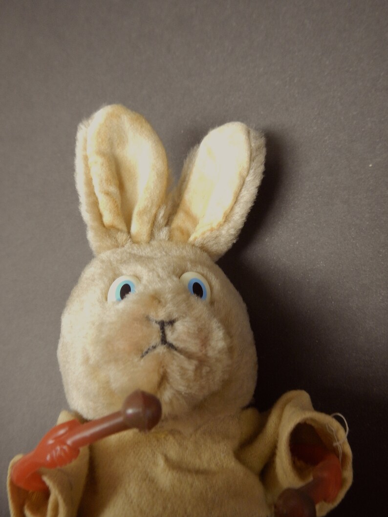 Vintage 1950's Wind Up Toy Bunny Rabbit Drummer Made In Japan WORKS