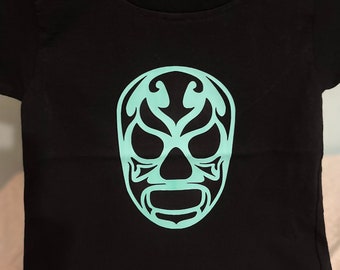 Lucha Libre Toddler Tshirt Mint Green on Black- Sizes 18 mos - 4T