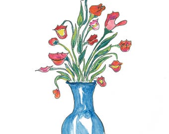 two lips, tulips, love, anniversary, wedding, Valentine's Day, artzee, greeting card