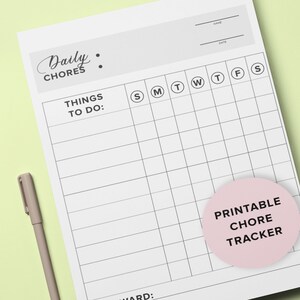 Chore Chart for Kids, Kids Chores, Kids Chore Chart, Responsibility Chart, Chore Chart Printable, Editable PDF, Instant Download