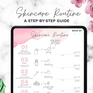 Hautpflege-Planer, Morgen- und Abend-Planer, druckbares Beauty-Journal, Ingredient-Tracker, Beauty-Wunschliste