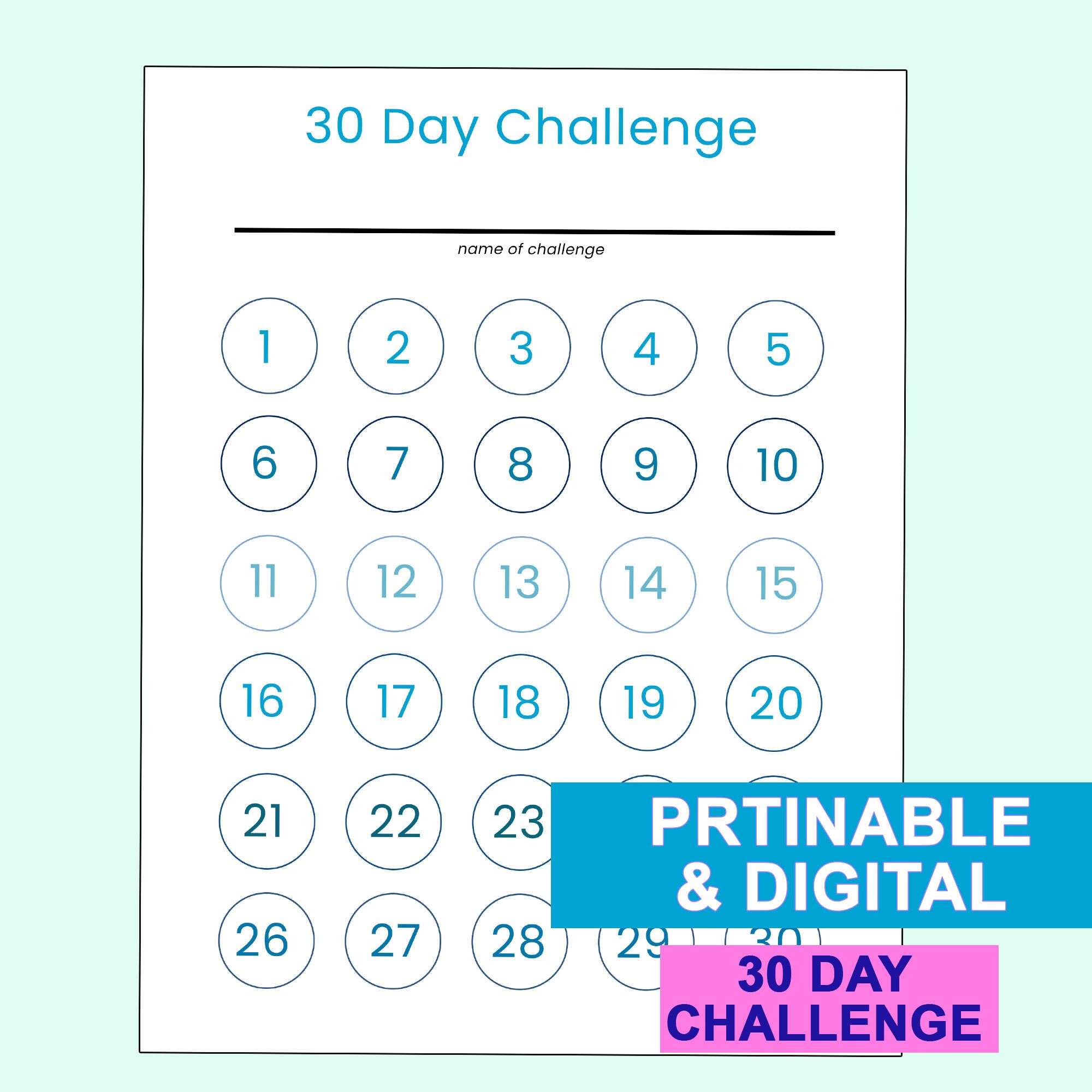 30 Day Challenge, Goal Setting, Progress Tracker, Habit Forming - Etsy