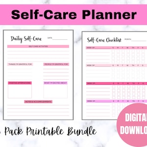 Premium Digital Self-Care Planner checklist For Mental Health and Wellness, Mindfulness gift, undated, Daily Self-Love digital planner