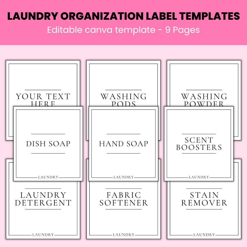 Room Label Work Laundry Room Label Templates | Minimalist White Laundry Labels ...