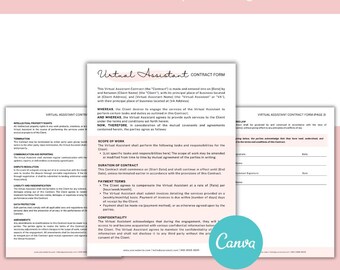 バーチャルアシスタント契約書テンプレート | パーソナルアシスタント契約書 | オンラインアシスタント利用規約 | デジタルヘルパー | インスタントデジタルダウンロード