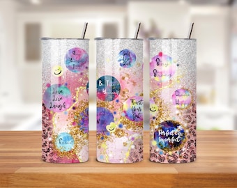 Affirmations 20oz Tumbler Wrap - Self Love Tumbler PNG Design - Skinny Tumbler Wrap - Inspirational Sublimation Design - Instant Download
