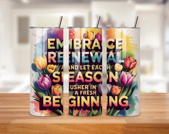 Gobelet inspirant 20 oz - Gobelet floral PNG Design - Gobelet skinny - Design motivant par sublimation - téléchargement immédiat