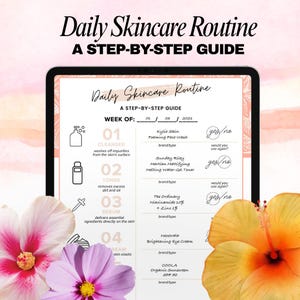 Skincare Planner Morning and Night Skincare Routine Printable Beauty Journal Ingredient Tracker Beauty Wishlist Step by Step Download Bundle