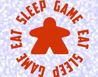 Meeple Eat Sleep Game Vinyl Decal Sticker / Geeky Gift / Gamers / Game Rooms / Car Decal / Laptop Decal / Board Game Accessory / Yetti Mug