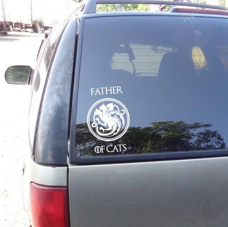 car personalize laptop window Game of Thrones inspired FATHER OF CATS vinyl decal sticker cat lover gift