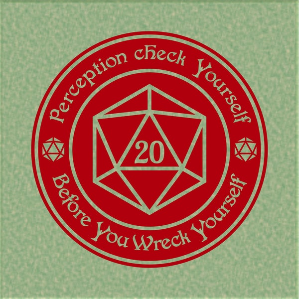 Perception Check D20 RPG game crit dice for vinyl sticker decal for windows, cars, laptops, macbooks, tablet, iphones, cups, & mugs