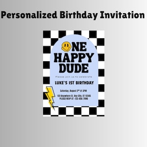 Editable Boy&#39;s Birthday Invitation | One Happy Dude Digital Download