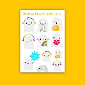 Stickerpakket geestelijke gezondheid: zelfverzorgende geesten