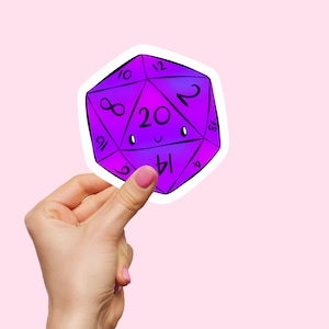 D20 Vinyl Sticker - Super Kawaii Lila Die Sticker