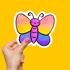 Papillon aquarelle - Sticker vinyle kawaii