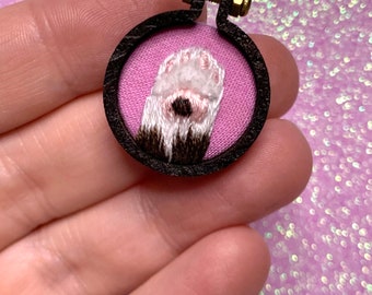 Custom Mini Embroidered Lucky Toebean Cat Paw Pendant