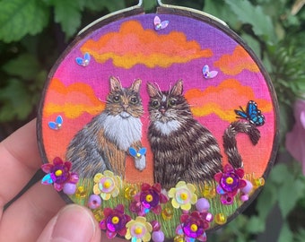 Custom 3" DOUBLE Cat Portrait