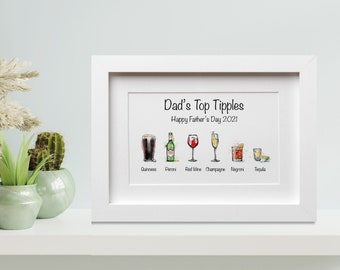 Personalisierter Vatertags-Drinks-Druck: individuelles Aquarell Familiengeschenk