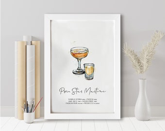 Melange Martini Cocktailrezept. Porostar Martini-Cocktail. Cocktailliebhaber. Cocktail Liebhaber Geschenk. Cocktailwandkunst.