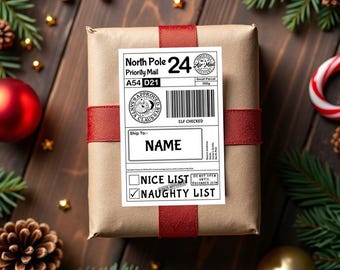 Personalized Santa Postage Label | North Pole Christmas Gift Sticker