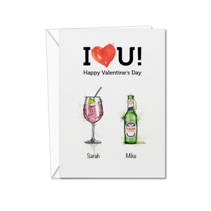 I Love You Valentines Day Card / Biglietto di San Valentino personalizzato / Biglietto cocktail personalizzato / Biglietti speciali di San Valentino
