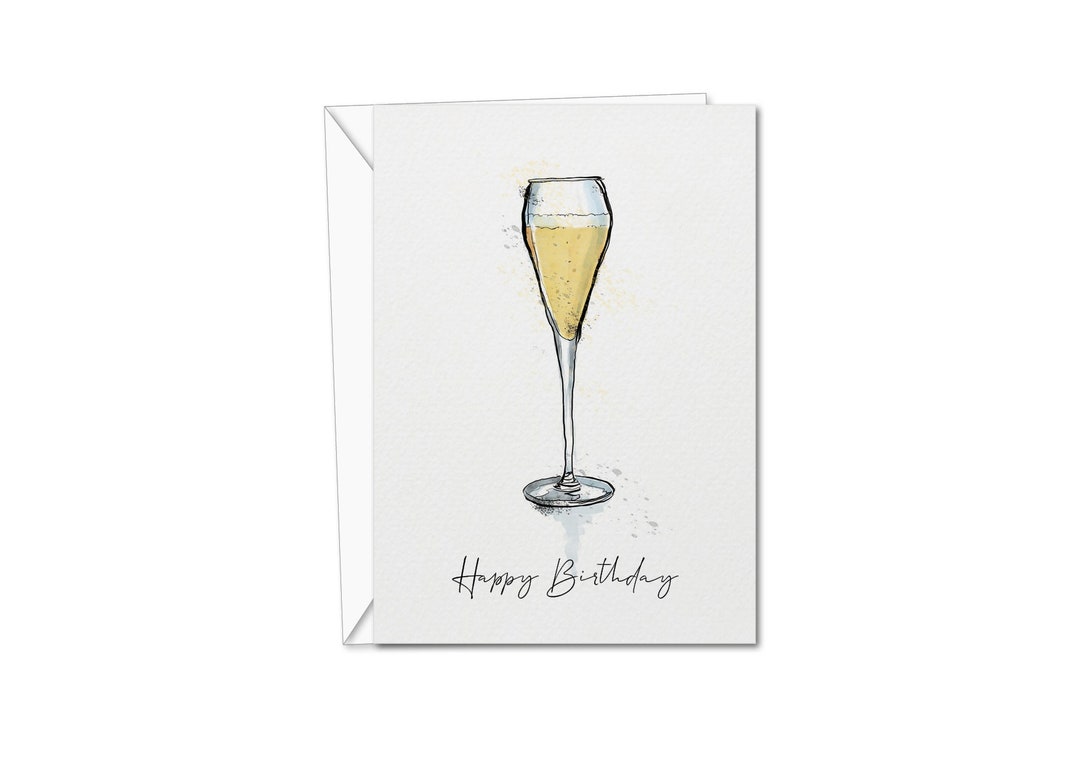 Happy Birthday Prosecco Karte Geburtstagskarte Prosecco Karte Happy