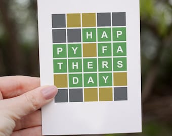 Tarjeta Wordle para el Día del Padre: Tarjeta original tamaño A6 con efecto acuarela.