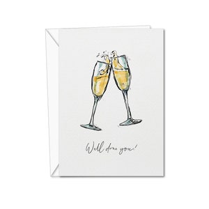 Goed gedaan kaart | Champagnekaart | Goed uitgevoerde champagnewenskaart | Gefeliciteerd kaart | Voor hem, haar, stellen
