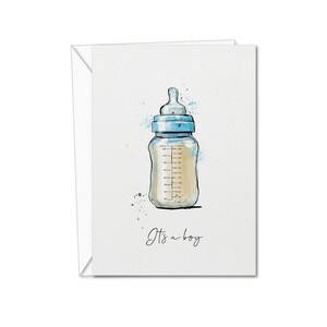Tarjeta de bebé recién nacido / Tarjeta personalizada para bebé recién nacido / Tarjeta con biberón / Tarjeta de felicitación personalizada para bebé
