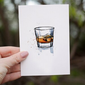 Karta Whisky | Karta Whisky z Pozdrowieniami | Karta Whiskey | Ilustracja Whisky | Dla Niego | Dla Taty