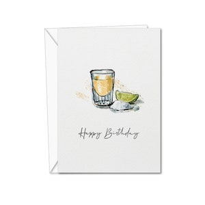 Biglietto di auguri di buon compleanno / Biglietto di auguri di compleanno Tequila / Tequila / Per lui / Per lei