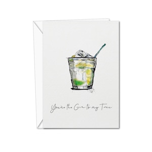 Carte Gin Tonic | Carte de Saint-Valentin au gin | Carte G&T | Carte de voeux de gin tonic | Carte de Saint-Valentin | Pour lui | Pour papa