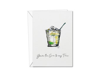 Gin and Tonic Card | Gin Valentines Card | G&T Card | Gin and Tonic Greeting Card | Valentines Card | For Him | For Dad