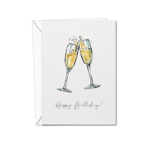 Tarjeta de feliz cumpleaños / Tarjeta de cumpleaños / Tarjeta de champán / Tarjeta de felicitación de feliz cumpleaños con champán / Para él, ella, parejas