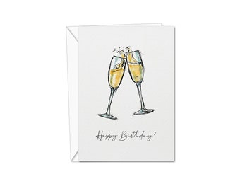 Happy Birthday Card | Birthday Card | Champagne card | Happy Birthday Champagne Greeting Card | For Him, Her, Couples