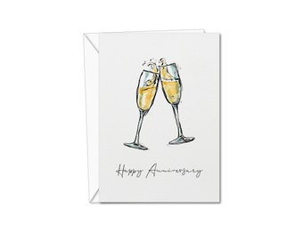 Happy Anniversary Card | Champagne card | Anniversary Champagne Greeting Card | Anniversary Card | For Him, Her, Couples