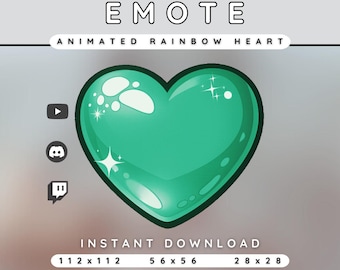 Animated Rainbow Heart Emote Pack | Twitch Discord YouTube Kick | PNG Instant Download