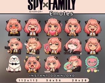 Anya SpyxFamily Emote Pack | Anya Forger Emotes | Twitch, Discord, YouTube, Kick