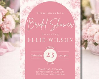 Invitation nuptiale de douche de <br> Profitez-en ! Modèle modifiable | Invitation nuptiale florale romantique de | Toile de douche de mariage vintage élégante