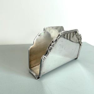 Servilletero/portacartas plateado, diseño danés, 1990