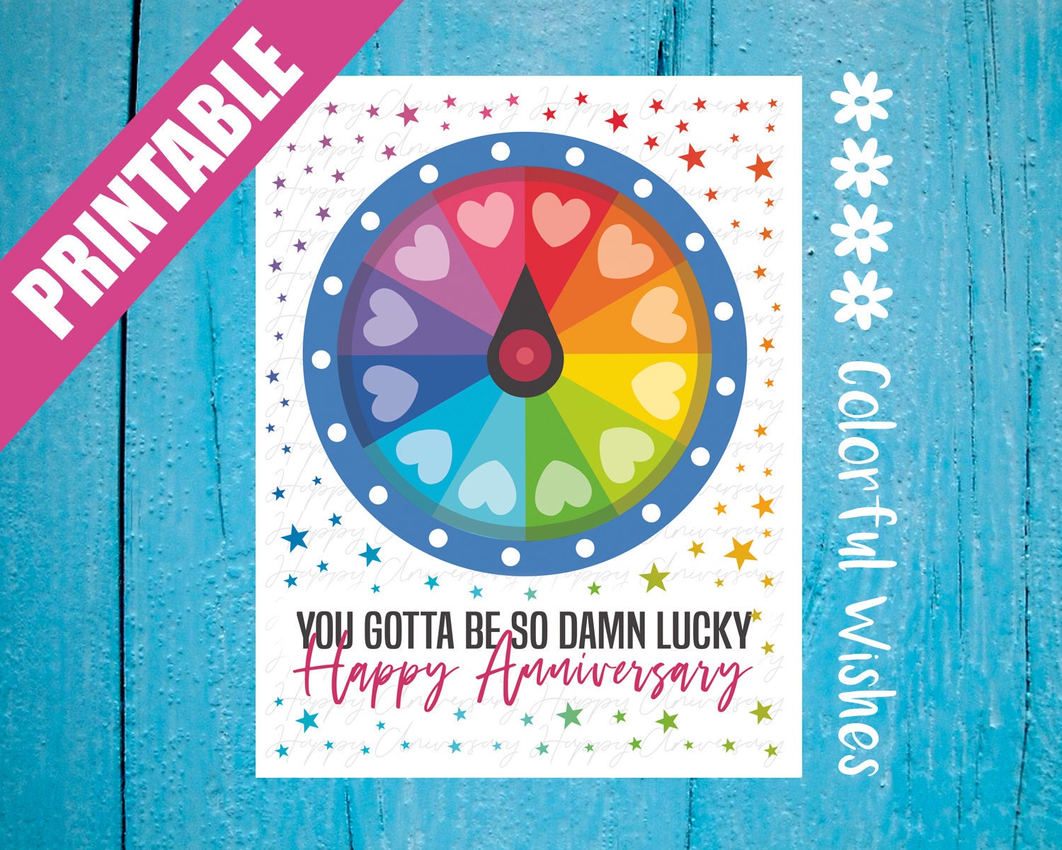 So Damn Lucky Funny Happy Anniversary Card Printable - Etsy