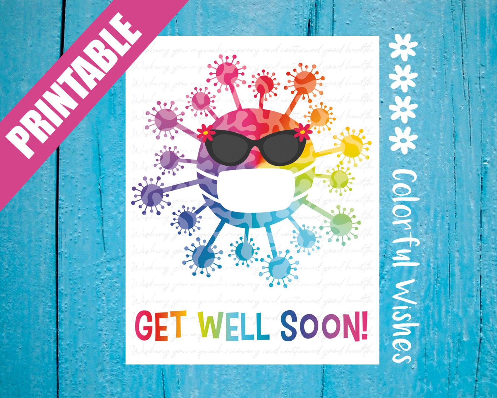 Get Well Soon Printable Funny Corona Virus Get Well Card Etsy