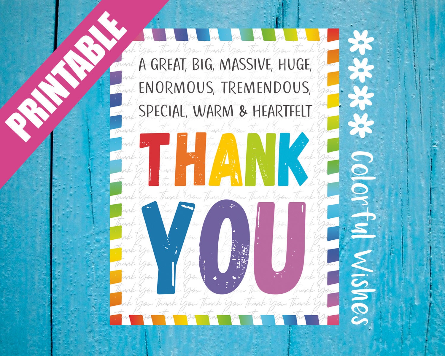 A Great Big Thank You Funny Thank You Card Printable Etsy