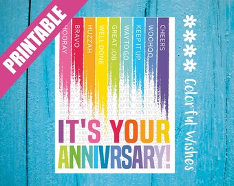 Hooray, Bravo, Cheers, Congrats, Well Done, Funny Anniversary Card, Printable Happy Anniversary Card for Parents, Friend, Sister, Brother