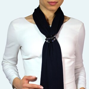 Elegant blue scarf, blue jewelry scarf, scarf with bracelet