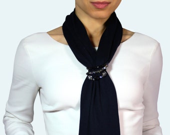 Elegant blue scarf, blue jewelry scarf, scarf with bracelet