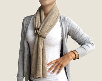 Women 100%Cashmere scarf with jewelry - Handmade in Italy